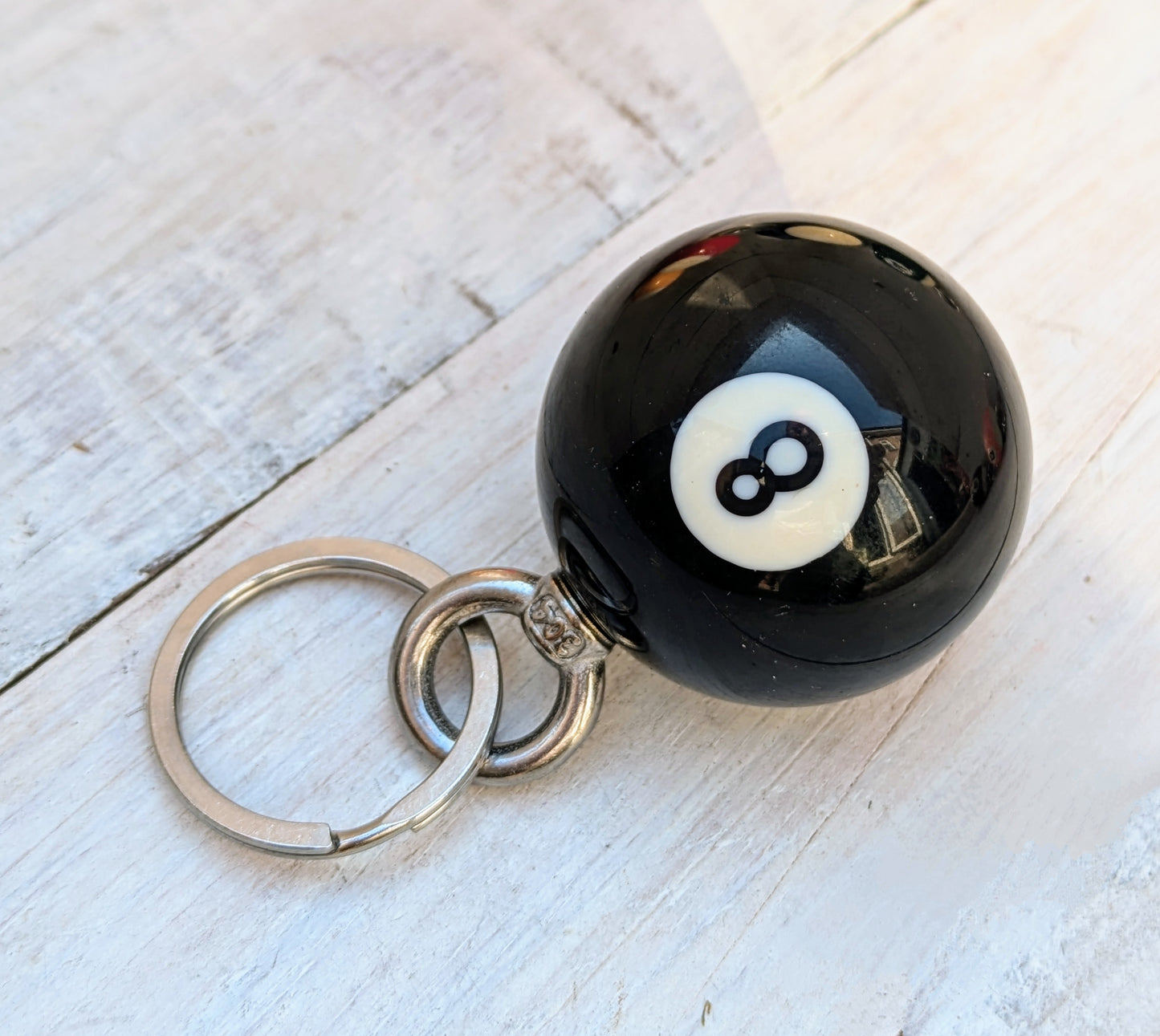 black ball 8 key fob bag charm ring
