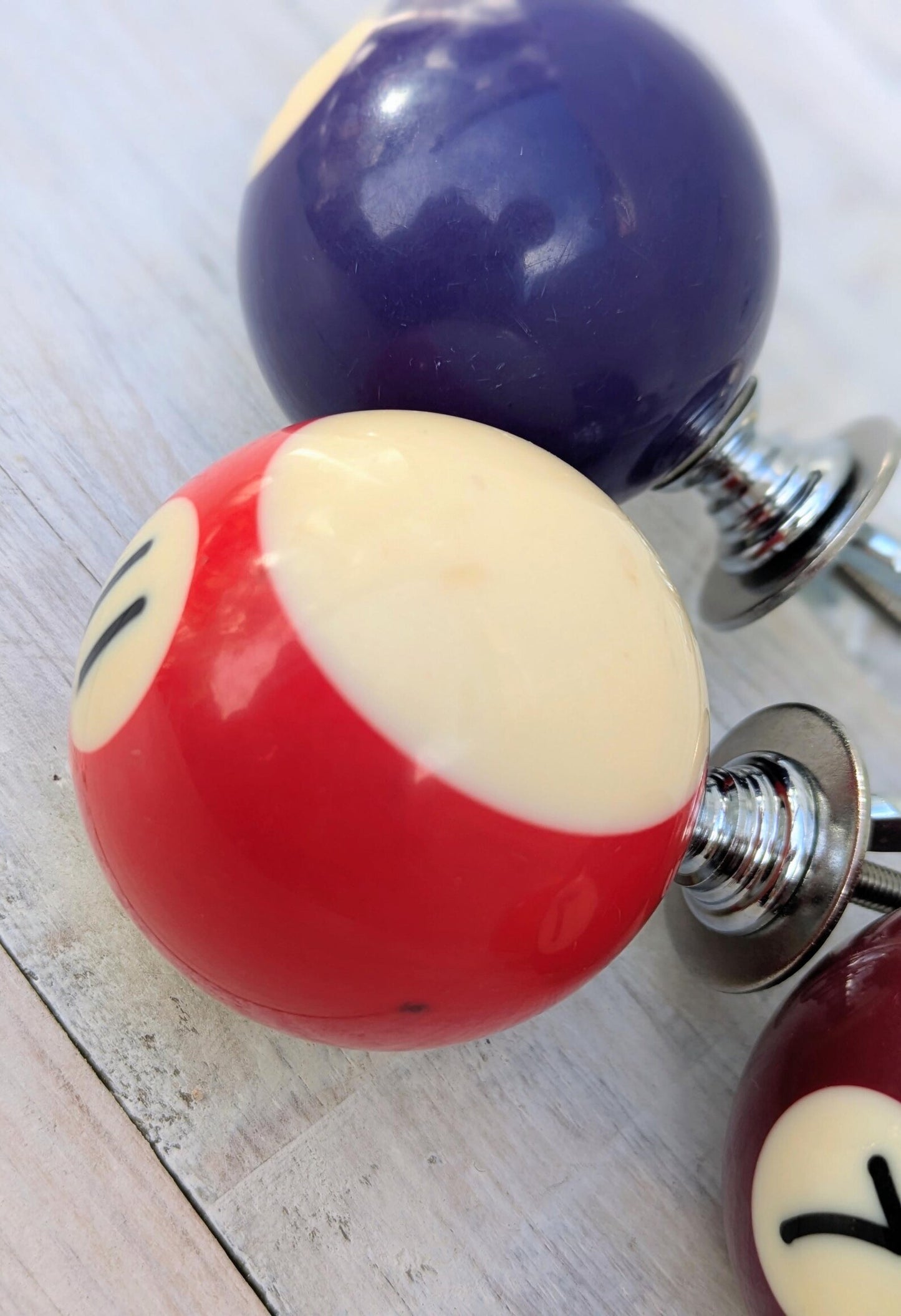 Set of 4 Repurposed Pool Ball Drawer Pulls - Mancave Games Room Decor