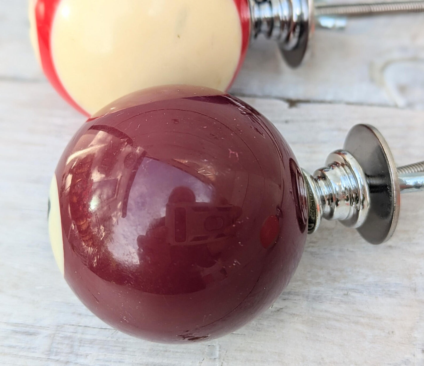 Set of 4 Repurposed Pool Ball Drawer Pulls - Mancave Games Room Decor