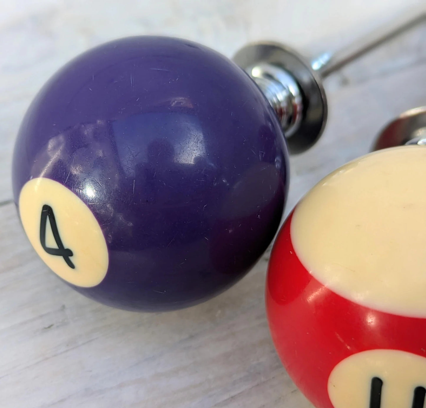Set of 4 Repurposed Pool Ball Drawer Pulls - Mancave Games Room Decor