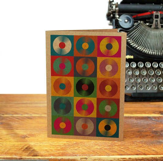 pop art warhol style vinyl records greeting card