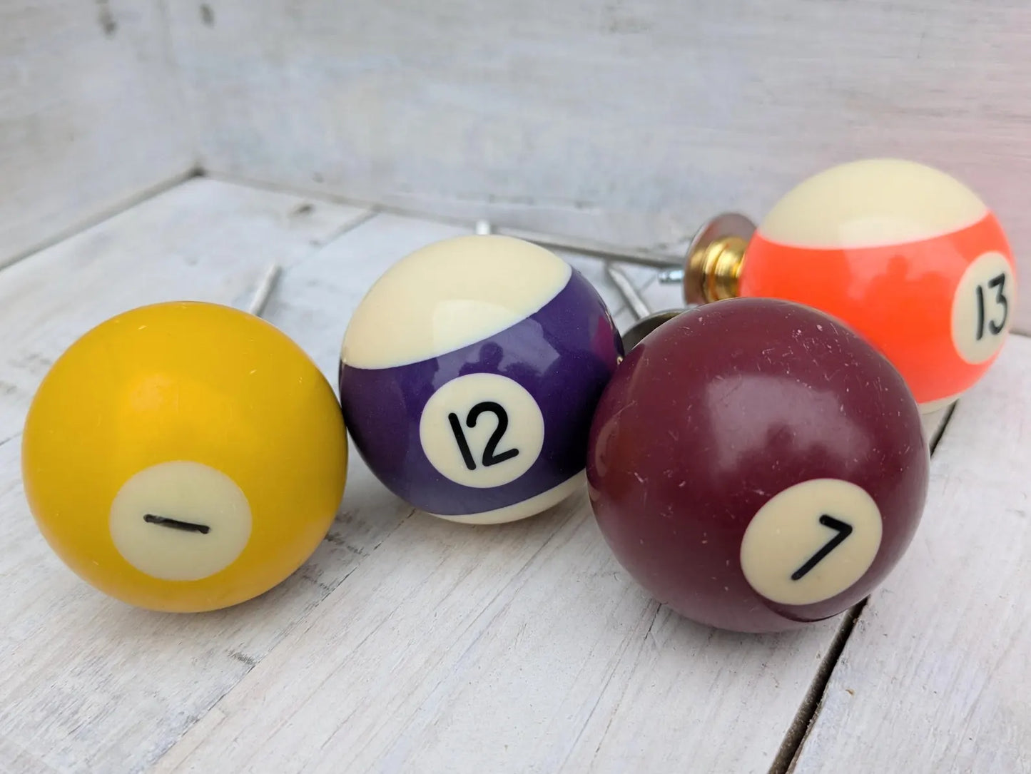 Set of 4 Repurposed Pool Ball Drawer Pulls - Mancave Games Room Decor