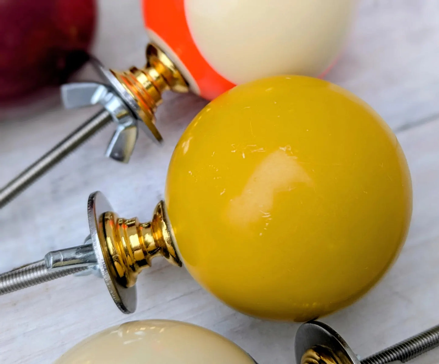 Set of 4 Repurposed Pool Ball Drawer Pulls - Mancave Games Room Decor