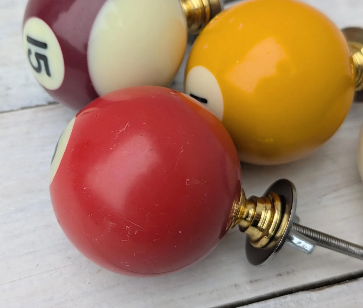 Set of 4 Repurposed Pool Ball Drawer Pulls - Mancave Games Room Decor