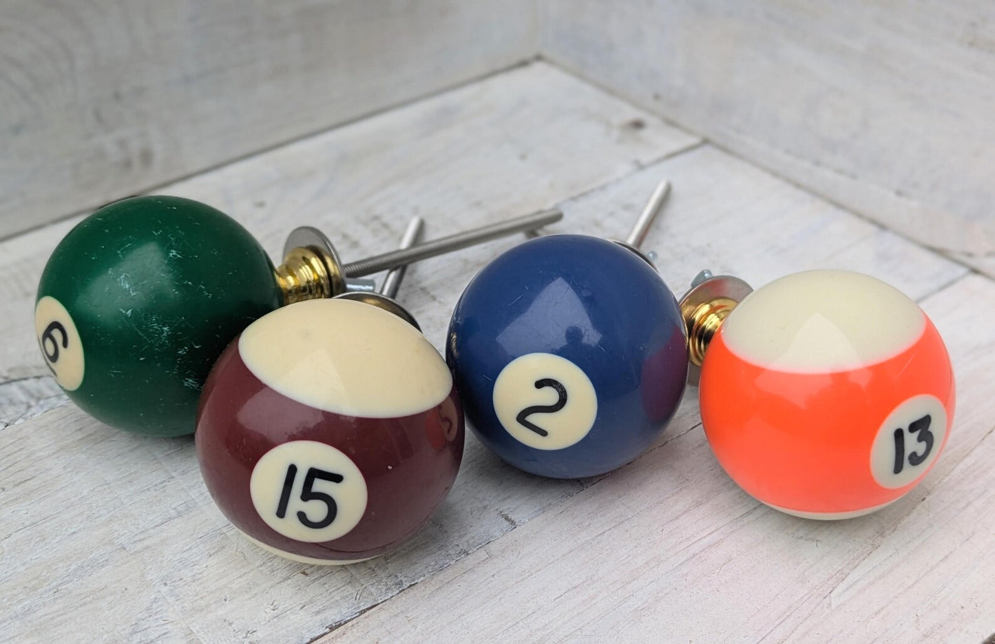 Set of 4 Repurposed Pool Ball Drawer Pulls - Mancave Games Room Decor