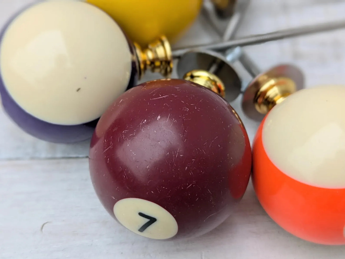 Set of 4 Repurposed Pool Ball Drawer Pulls - Mancave Games Room Decor