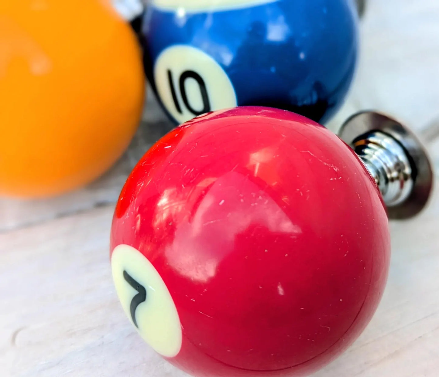 Set of 4 Repurposed Pool Ball Drawer Pulls - Mancave Games Room Decor