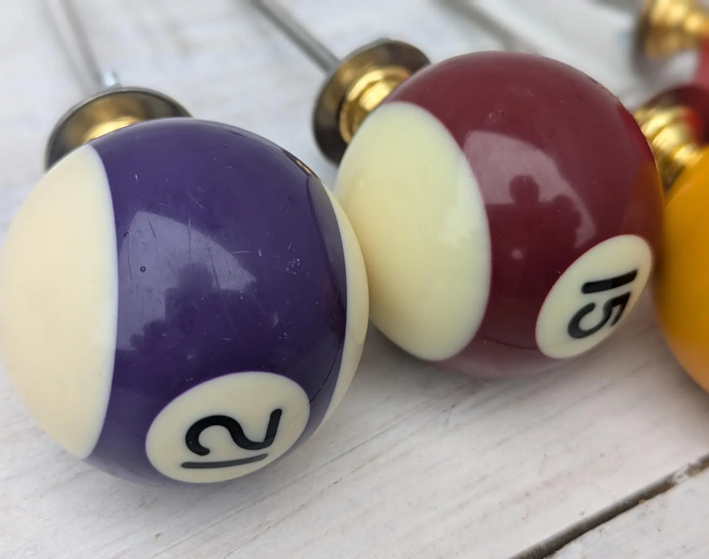 Set of 4 Repurposed Pool Ball Drawer Pulls - Mancave Games Room Decor