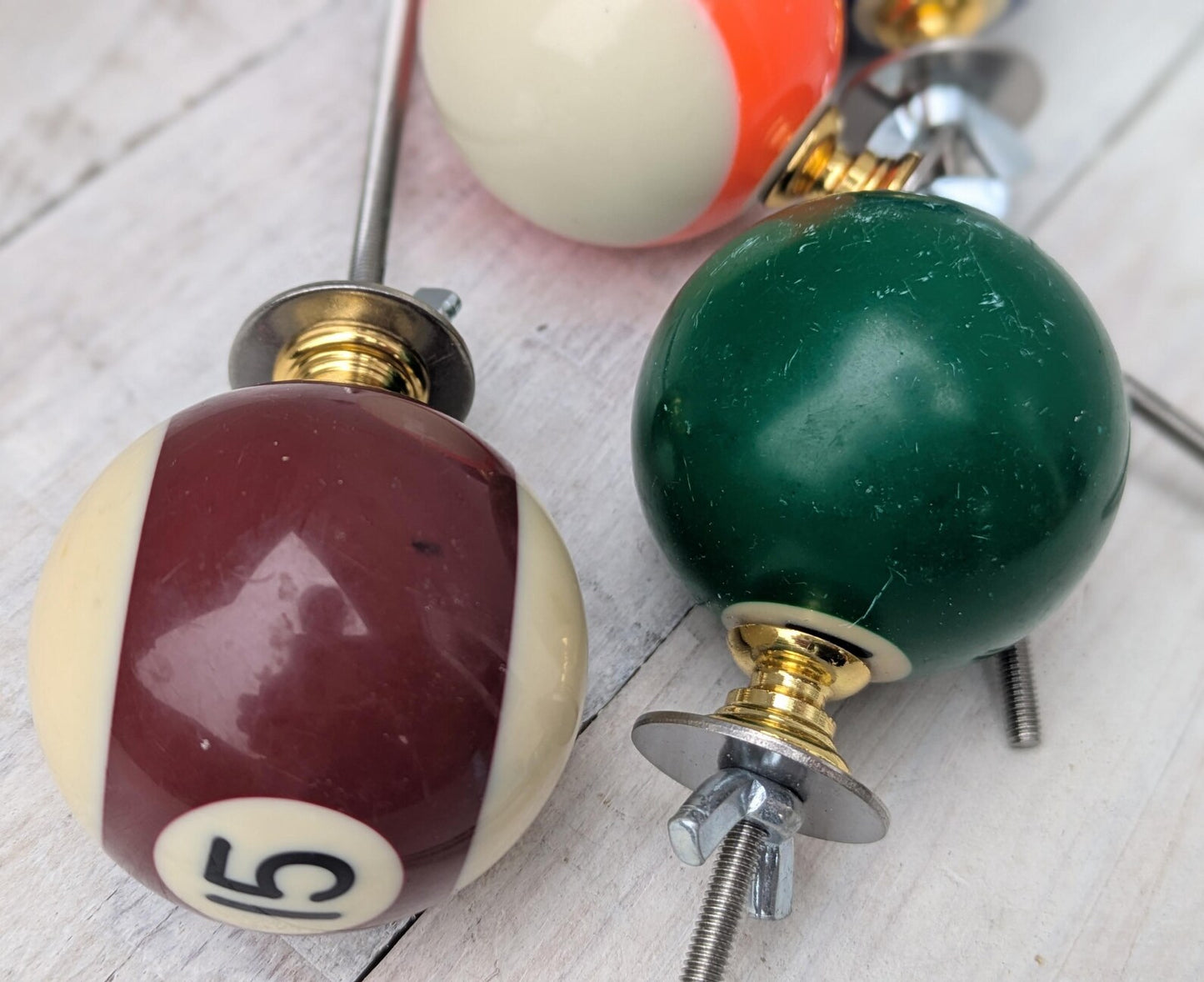 Set of 4 Repurposed Pool Ball Drawer Pulls - Mancave Games Room Decor
