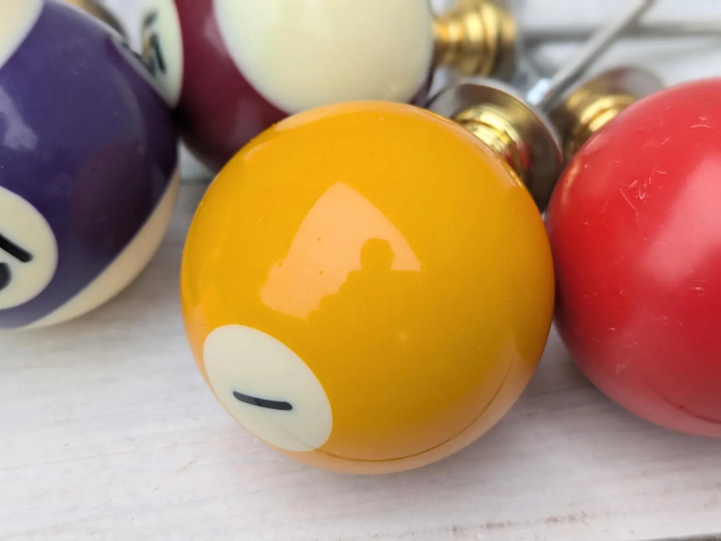 Set of 4 Repurposed Pool Ball Drawer Pulls - Mancave Games Room Decor