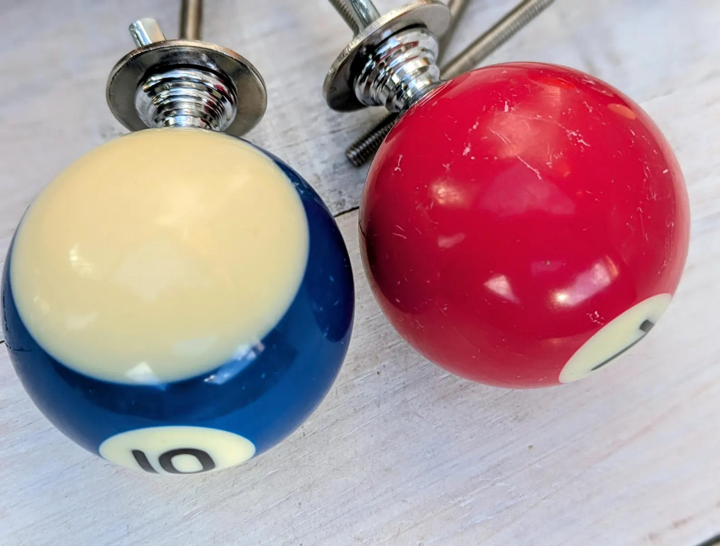 Set of 4 Repurposed Pool Ball Drawer Pulls - Mancave Games Room Decor