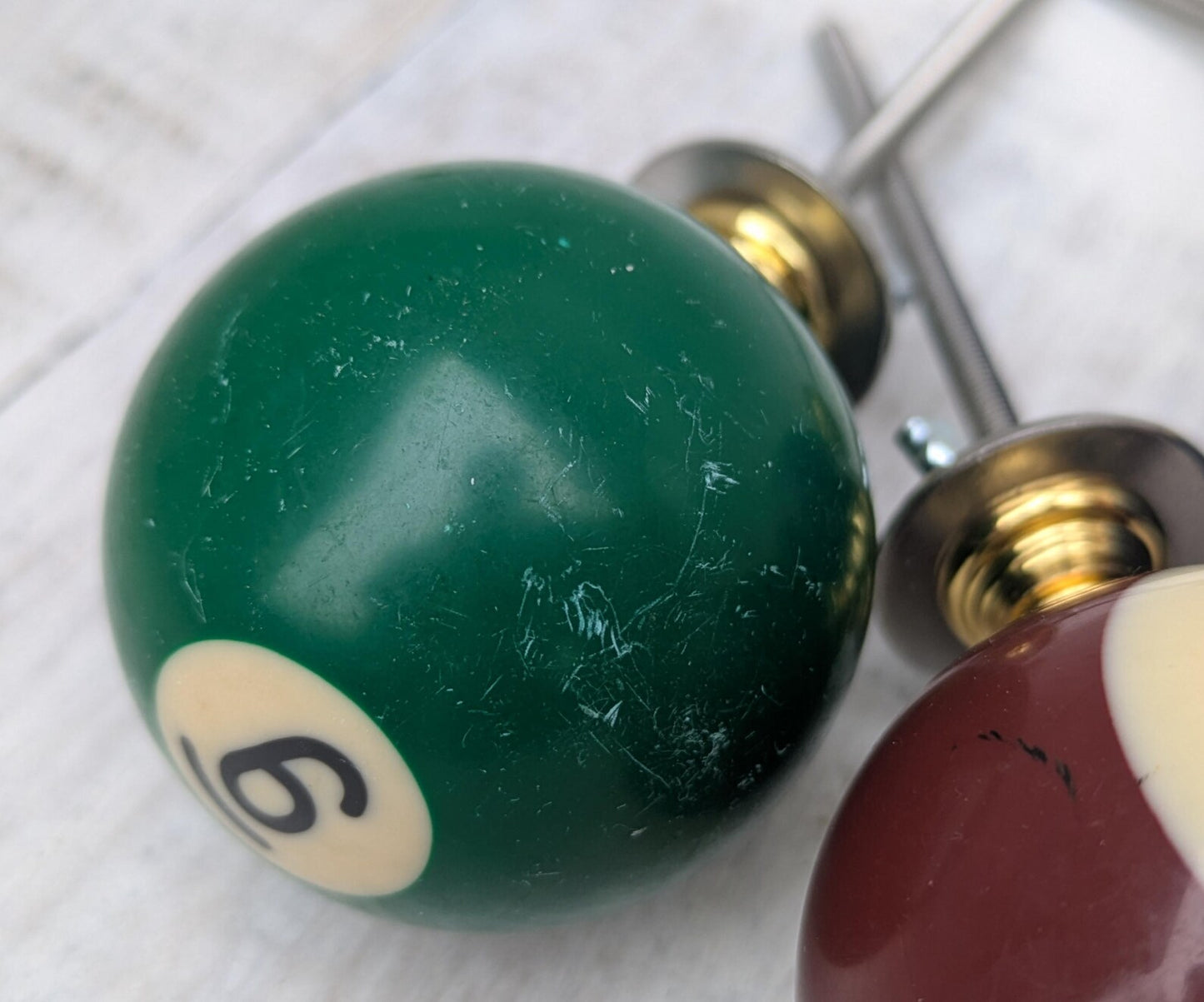 Set of 4 Repurposed Pool Ball Drawer Pulls - Mancave Games Room Decor