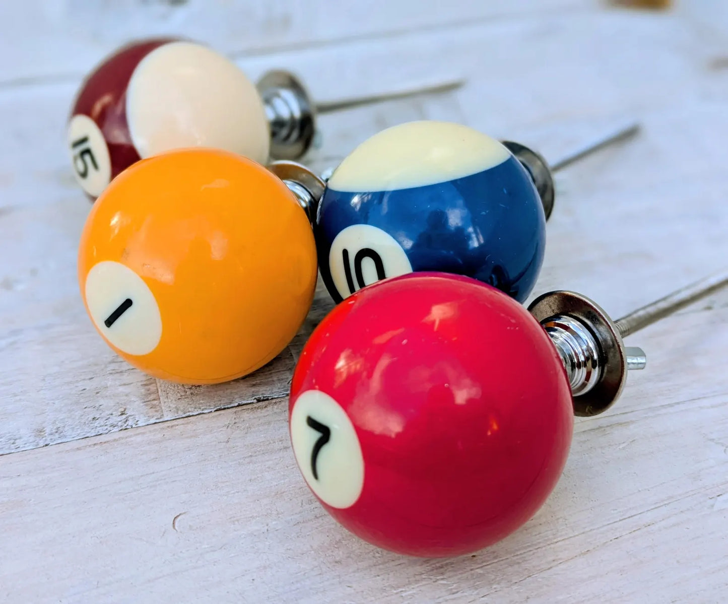 Set of 4 Repurposed Pool Ball Drawer Pulls - Mancave Games Room Decor