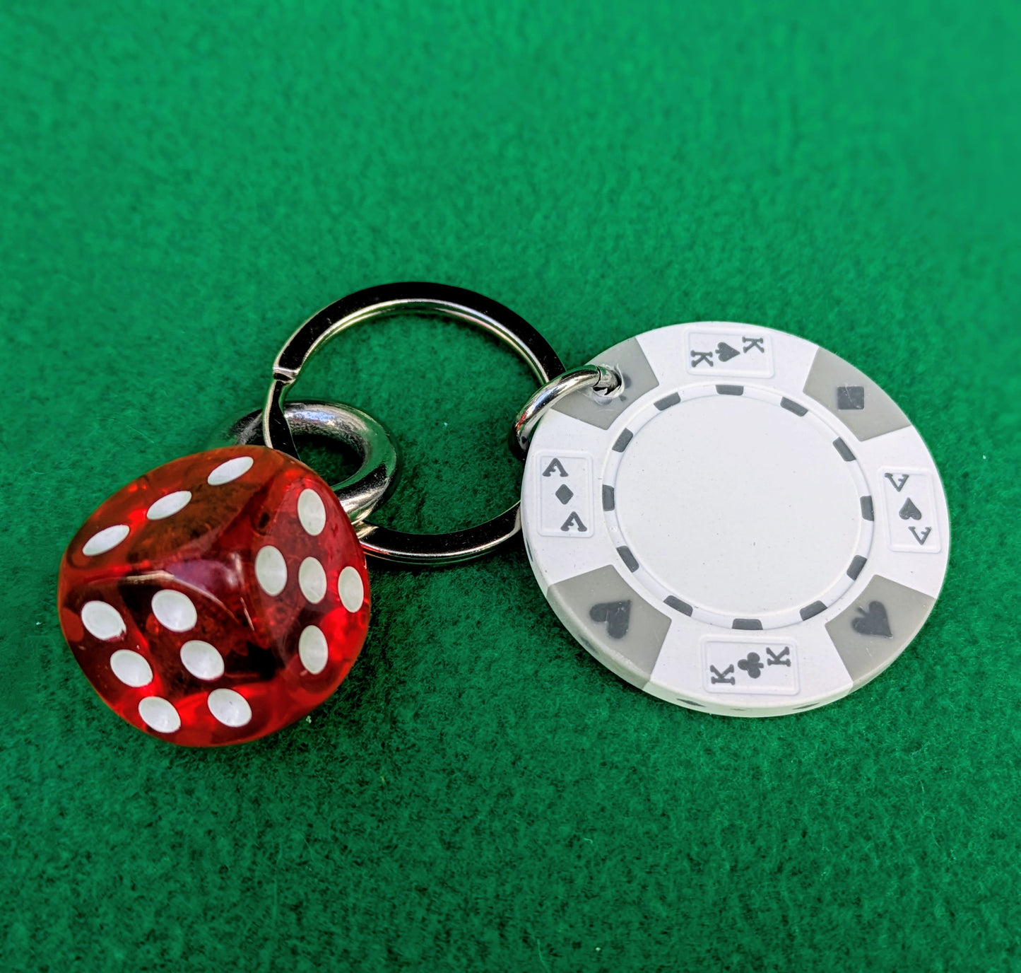 DICE & Casino Poker CHIP Key Ring Bag Charm Chain