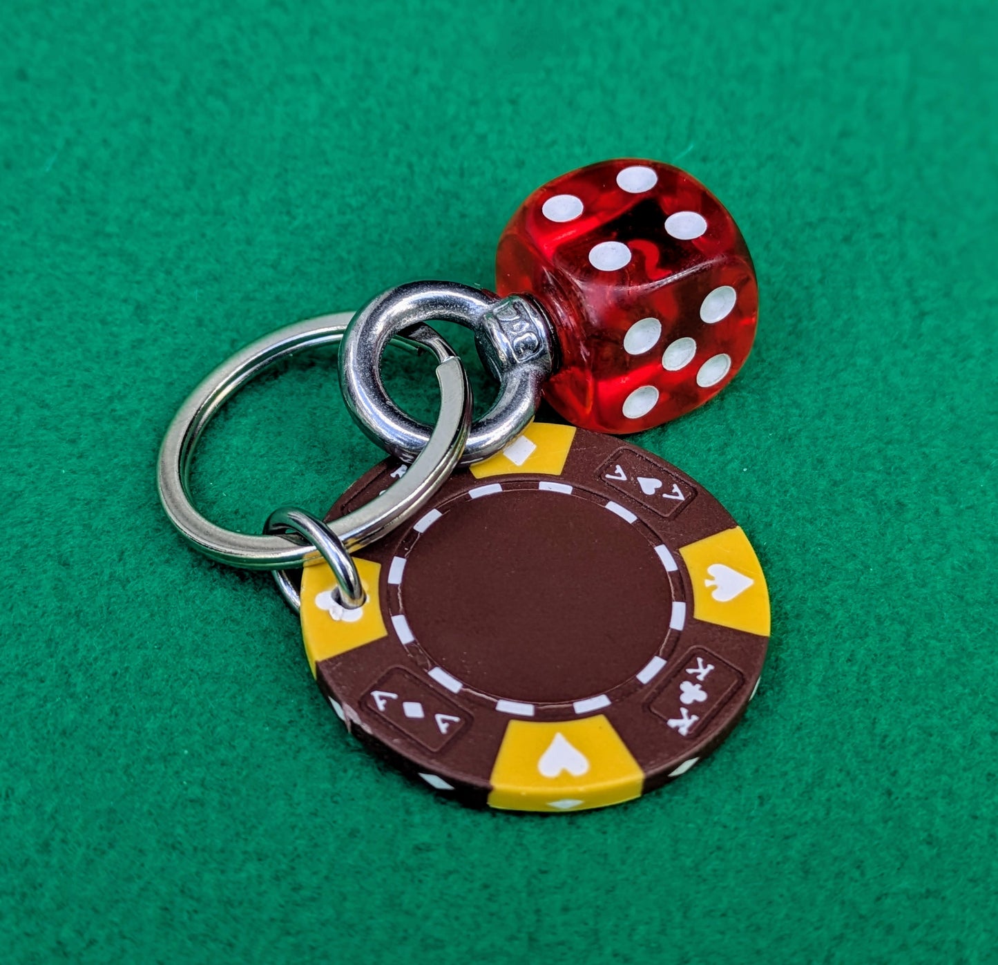DICE & Casino Poker CHIP Key Ring Bag Charm Chain