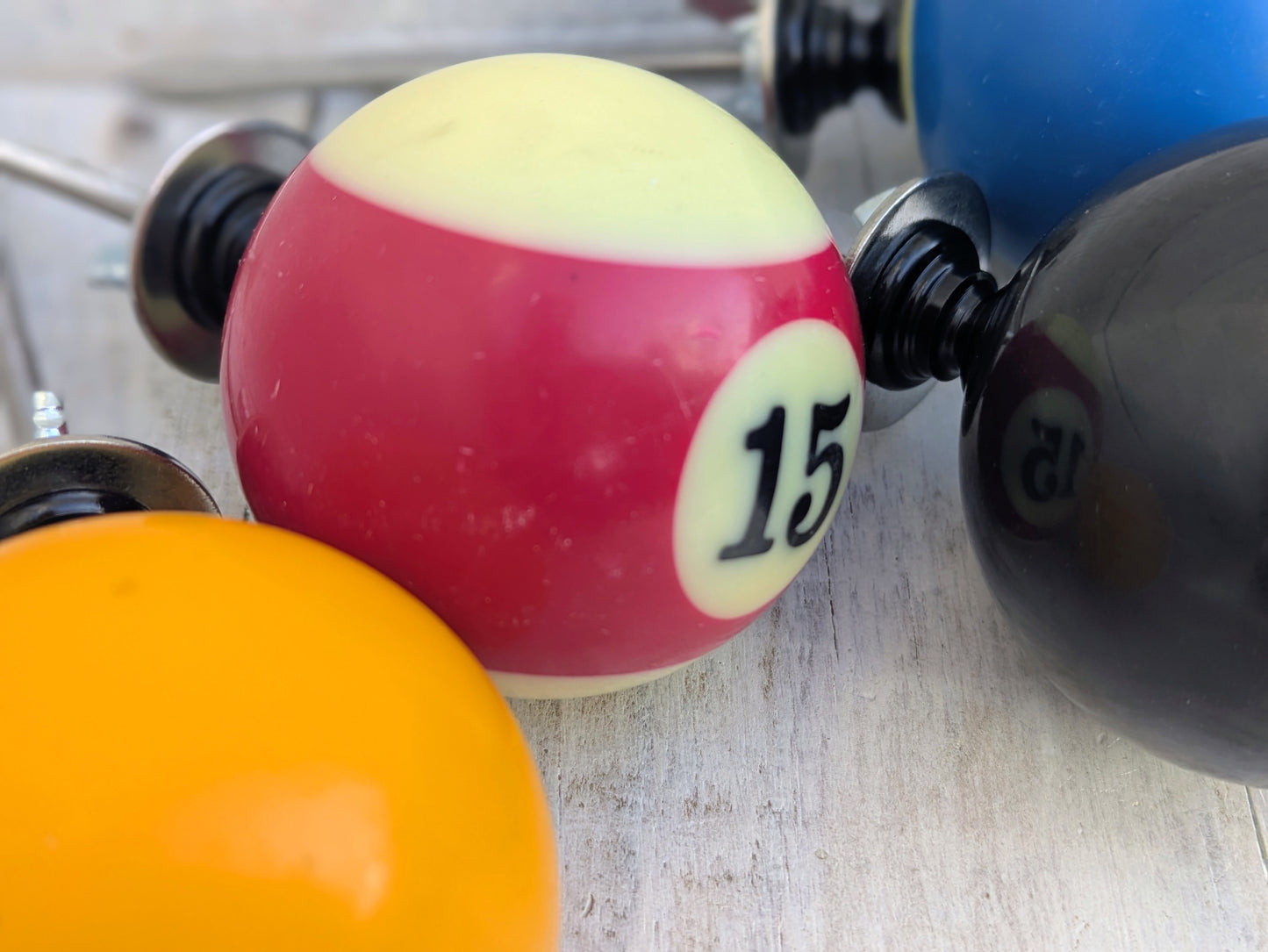 Set of 4 Repurposed Pool Ball Drawer Pulls - Mancave Games Room Decor
