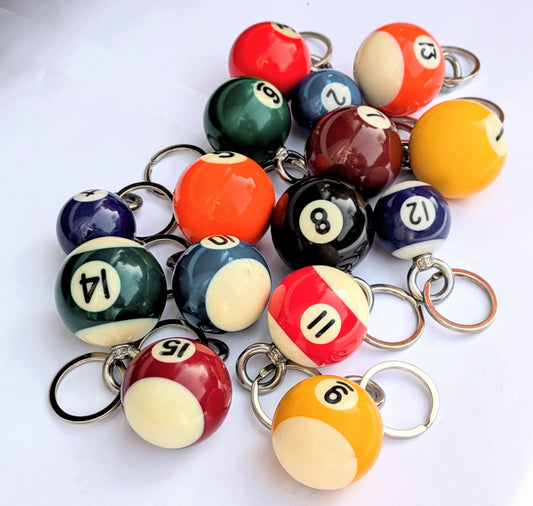 Mini POOL BALL Key Ring Bag Charm - 3 Different Sizes Available