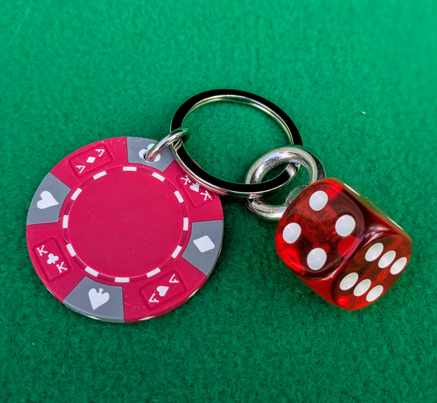 DICE & Casino Poker CHIP Key Ring Bag Charm Chain