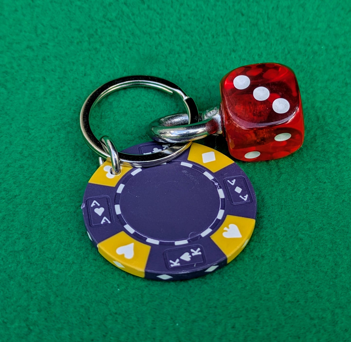 DICE & Casino Poker CHIP Key Ring Bag Charm Chain