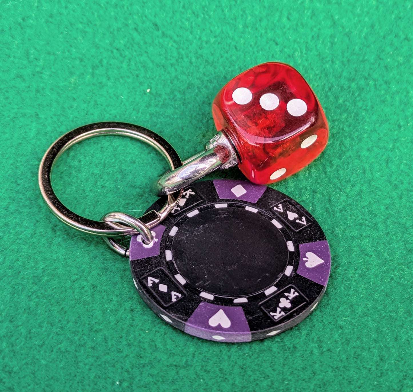 DICE & Casino Poker CHIP Key Ring Bag Charm Chain