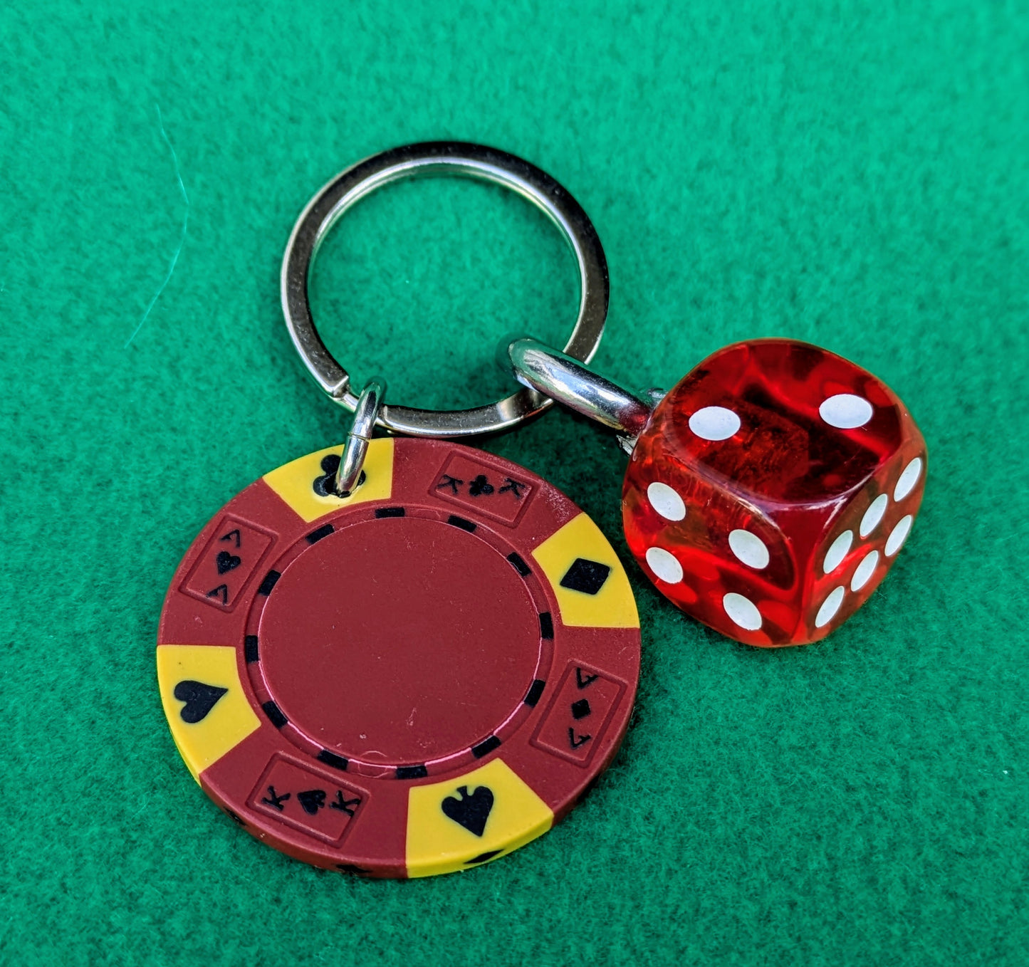 DICE & Casino Poker CHIP Key Ring Bag Charm Chain