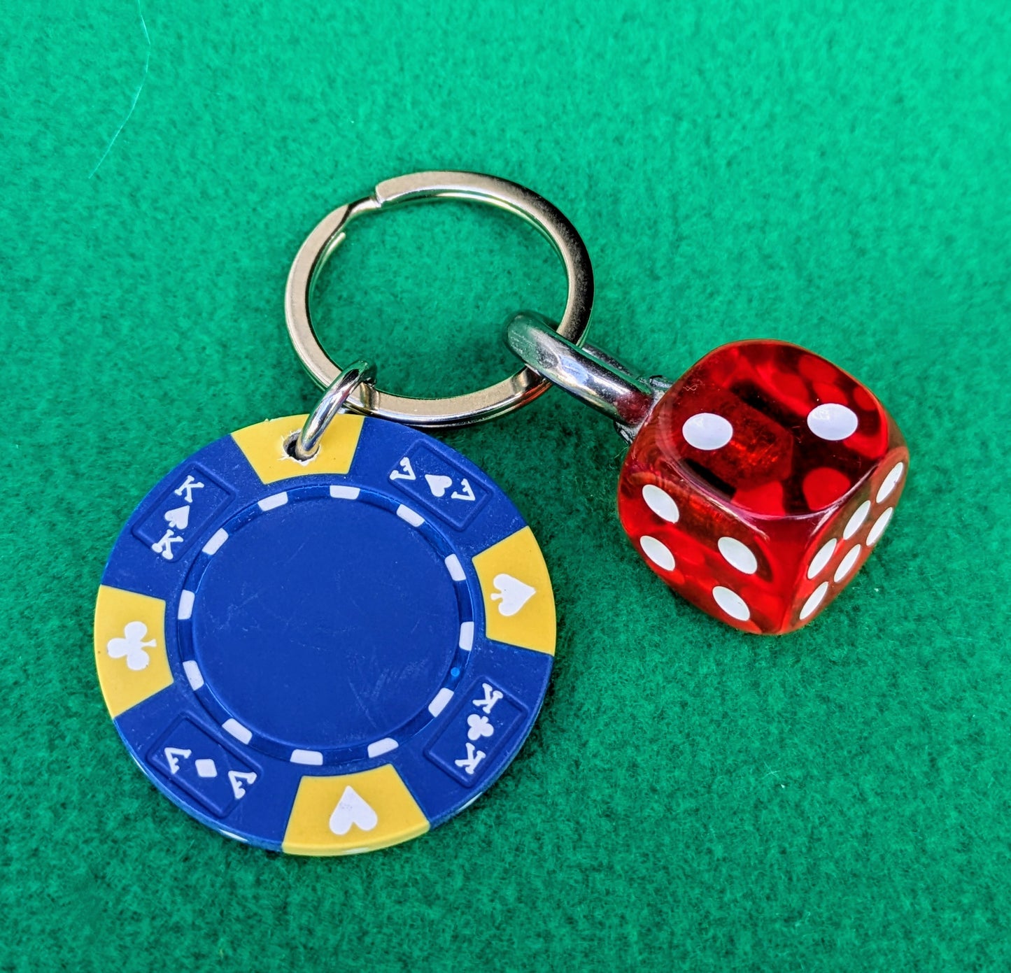 DICE & Casino Poker CHIP Key Ring Bag Charm Chain