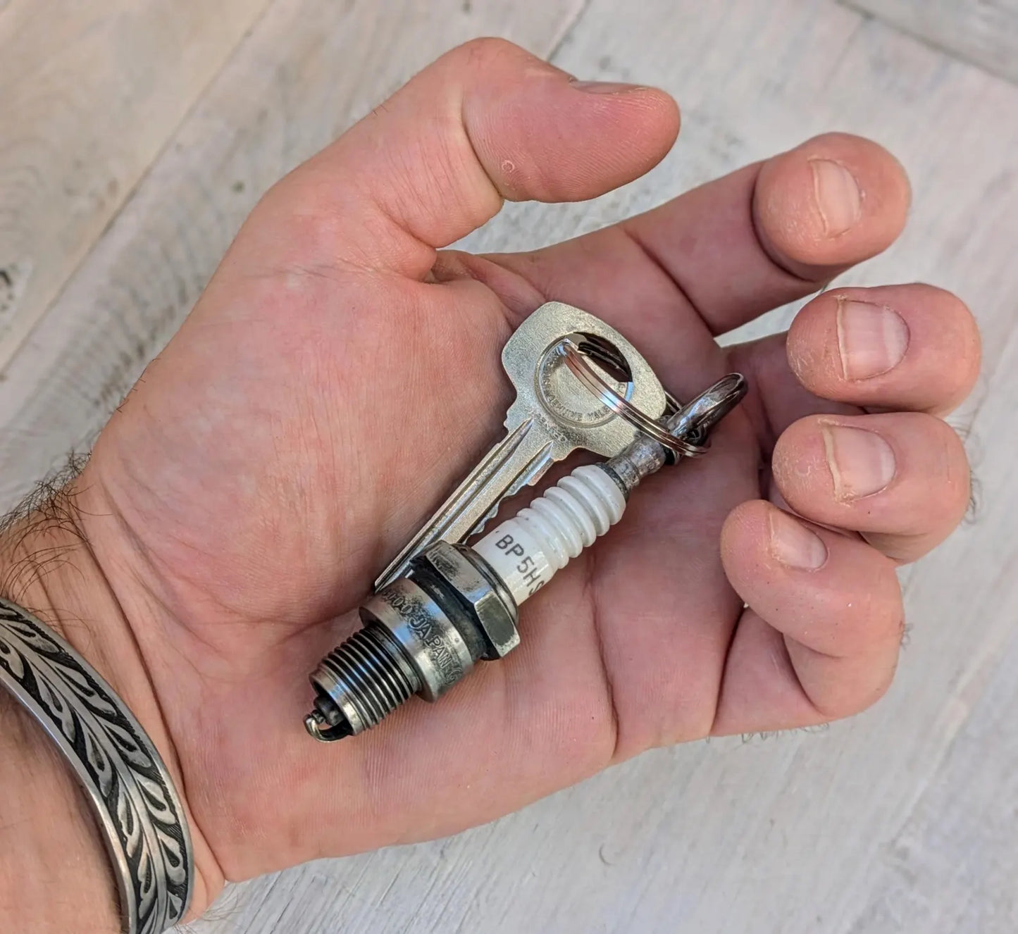 Vintage Spark Plug Key Ring Handmade Bag Charm