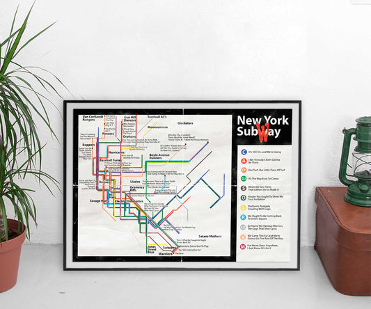 The Warriors Wall Art Print - Vintage New York Subway Movie Quotes Map