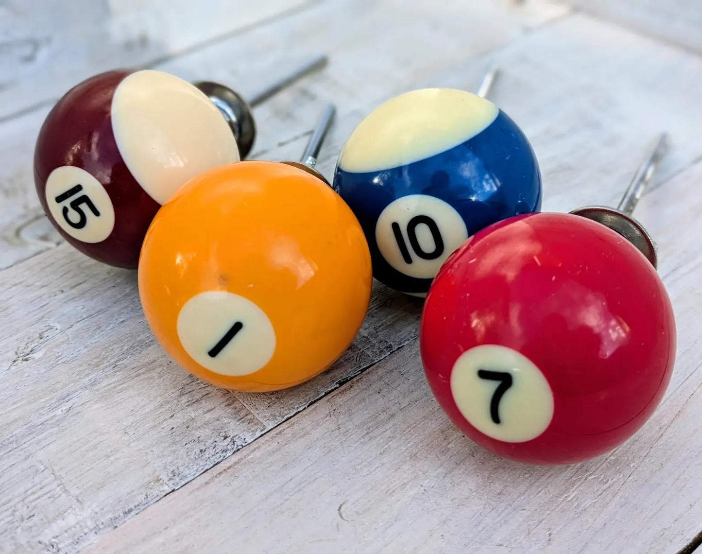 Set of 4 Repurposed Pool Ball Drawer Pulls - Mancave Games Room Decor