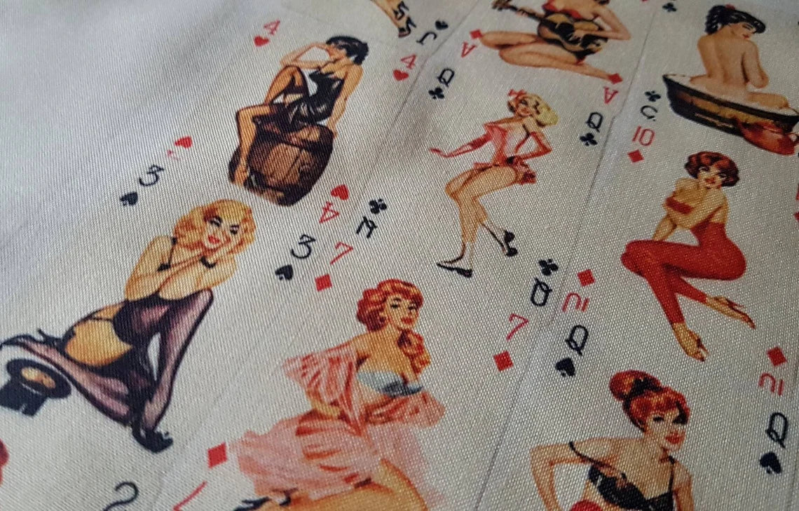 VINTAGE Pin Up Girl Art Playing Card Art 50s Retro Shopping Tote Bag