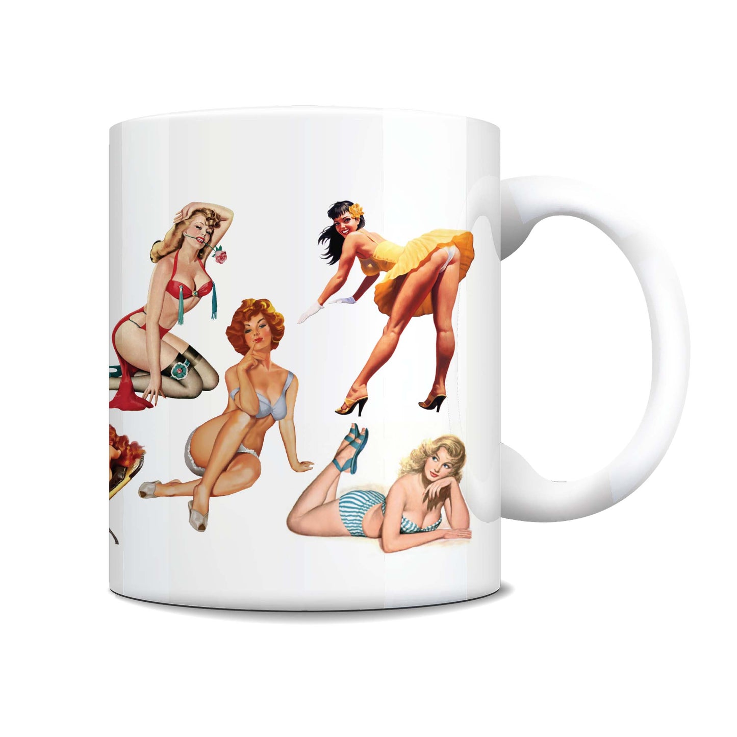 Vintage PIN UP GIRLS Art - Coffee Mug - Sexy - Risque - Burlesque - 50s Kitsch