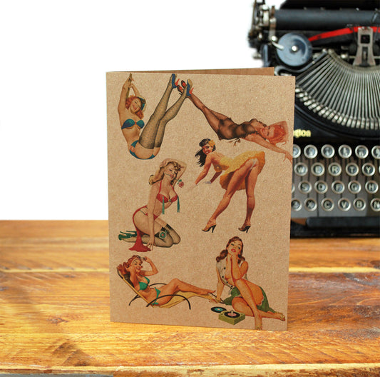 VINTAGE-PIN-UP-GIRLS-50s-ART-GREETING-CARD