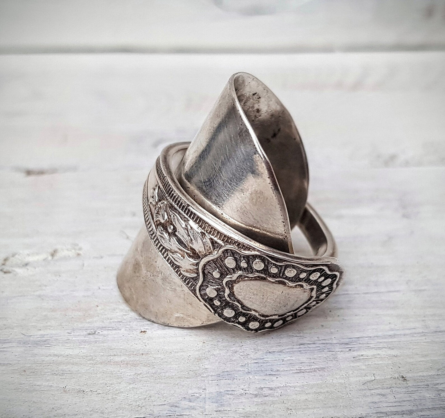 LARGE Unisex Vintage Spoon Ring - Upcycled Jewelry - Ladies / Men's - Handmade