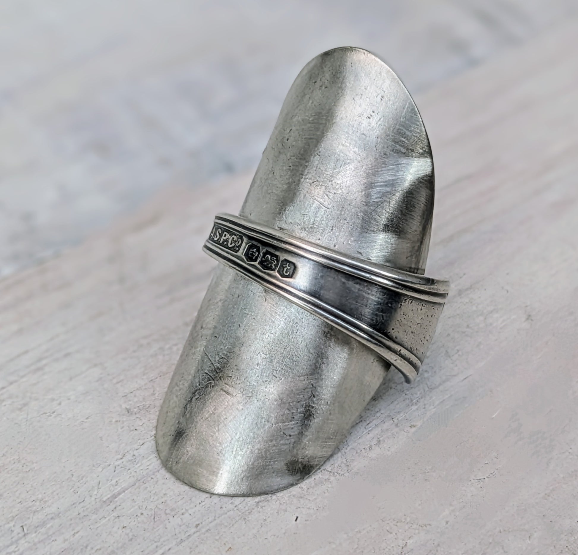 silver spoon ring gothic handmade jewelry