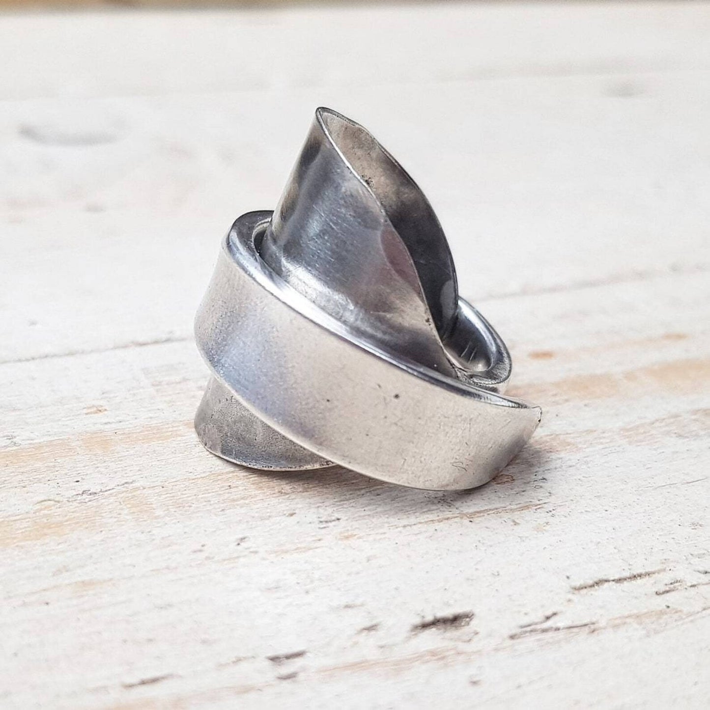 Vintage - Floral Unisex Spoon Ring - Handmade Upcycled Boho Jewelry