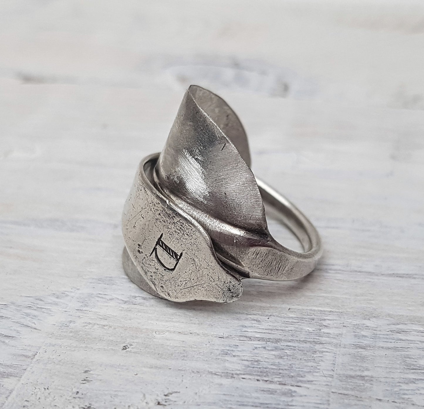 Sterling Silver - Spoon Ring - Letter D - Size T 1/2 (UK)