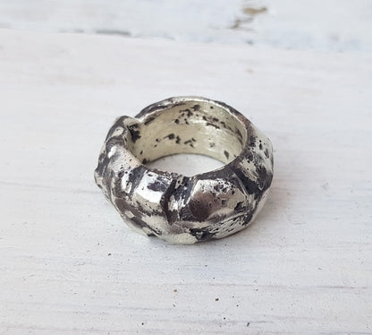 Sterling Silver SIZE i 1/2 (UK) CHUNKY Ring - Mens Ladies Brutalist Jewelry