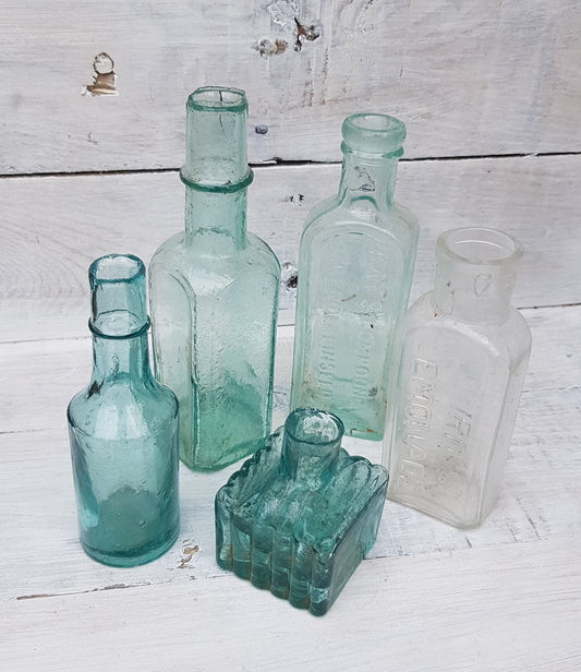 Vintage Victorian Bottles Bundle - Shabby Chic - Interior Home Decor