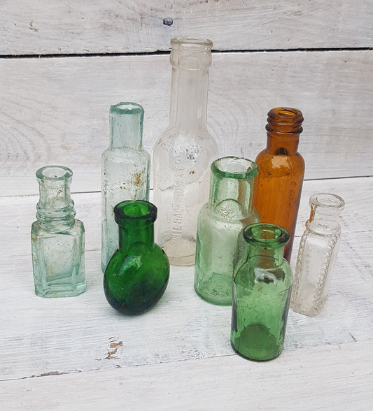 Very SMALL Vintage Victorian Bottles Bundle - Shabby Chic - Interior Home Decor