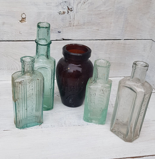 Vintage Victorian Bottles Bundle - Shabby Chic - Interior Home Decor