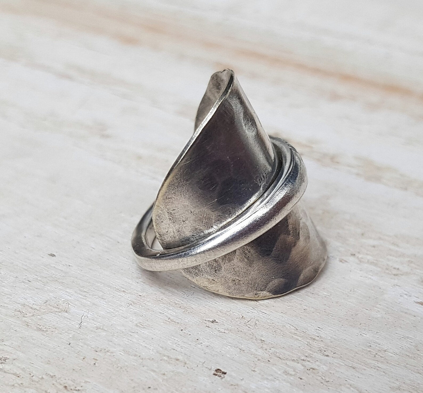 Vintage Prince of Wales Feather Spoon Ring - Upcycled Unisex - Repurposed Boho Jewelry