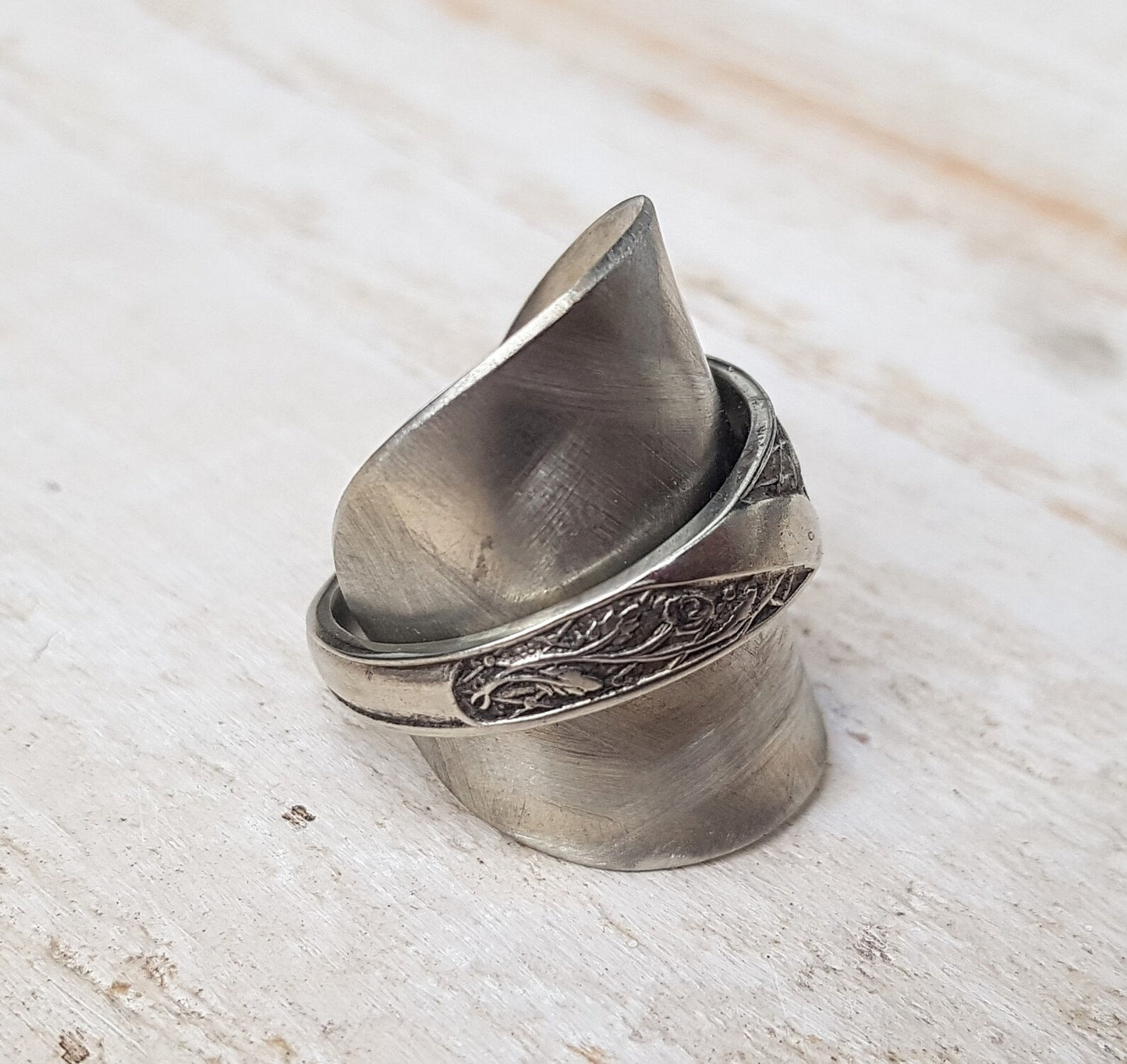 Vintage Floral Spoon Ring - Handmade Upcycled - Boho Style - Jewelry