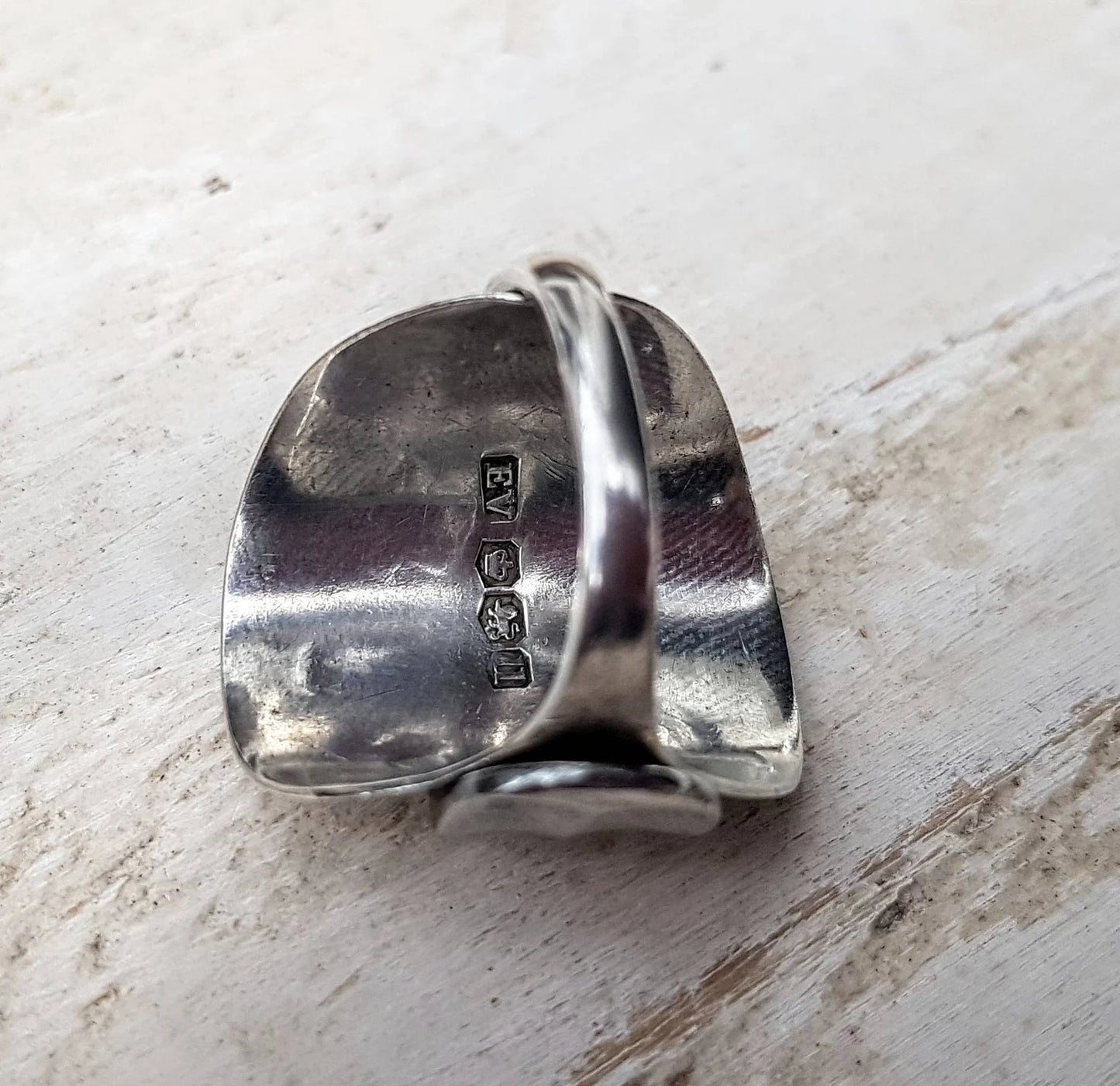 Sterling Silver Unisex - STARS Pattern - 1937 Vintage Spoon Ring