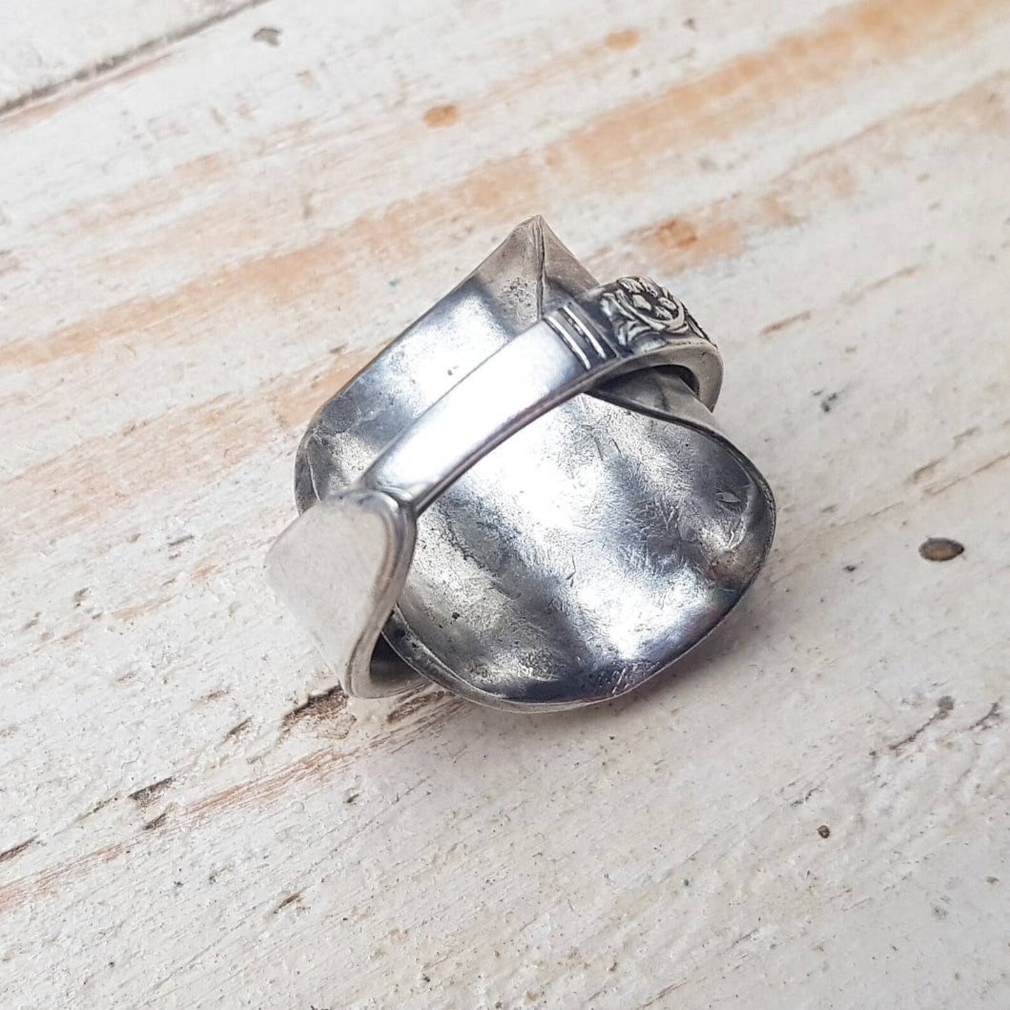 Vintage - Floral Unisex Spoon Ring - Handmade Upcycled Boho Jewelry