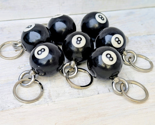 Black Pool Ball 8 Key ring