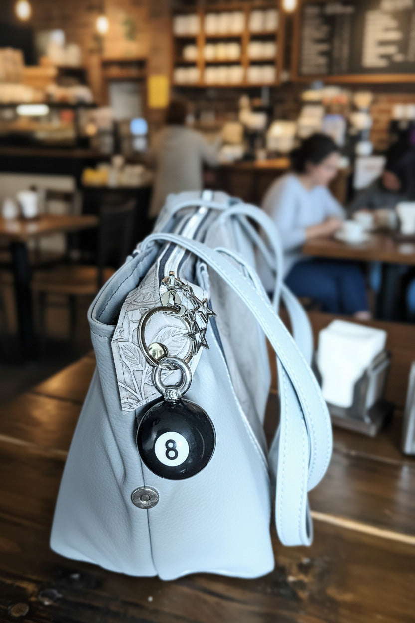 POOL BALL Key Ring Bag Charm - Handmade Upcycled Billiards Gift