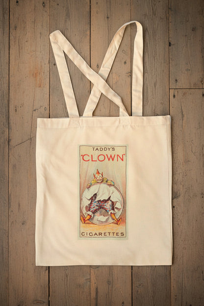 vintage circus clown tote shopping bag