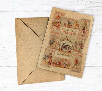 Vintage Clown Art Greeting Birthday Card