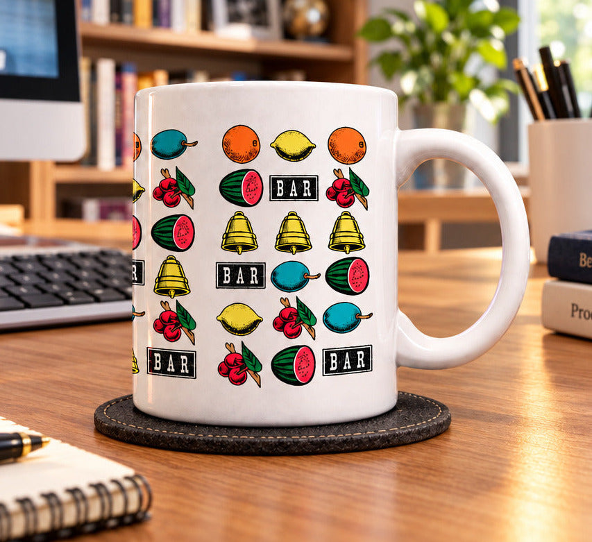 vintage slot machine symbols coffee mug