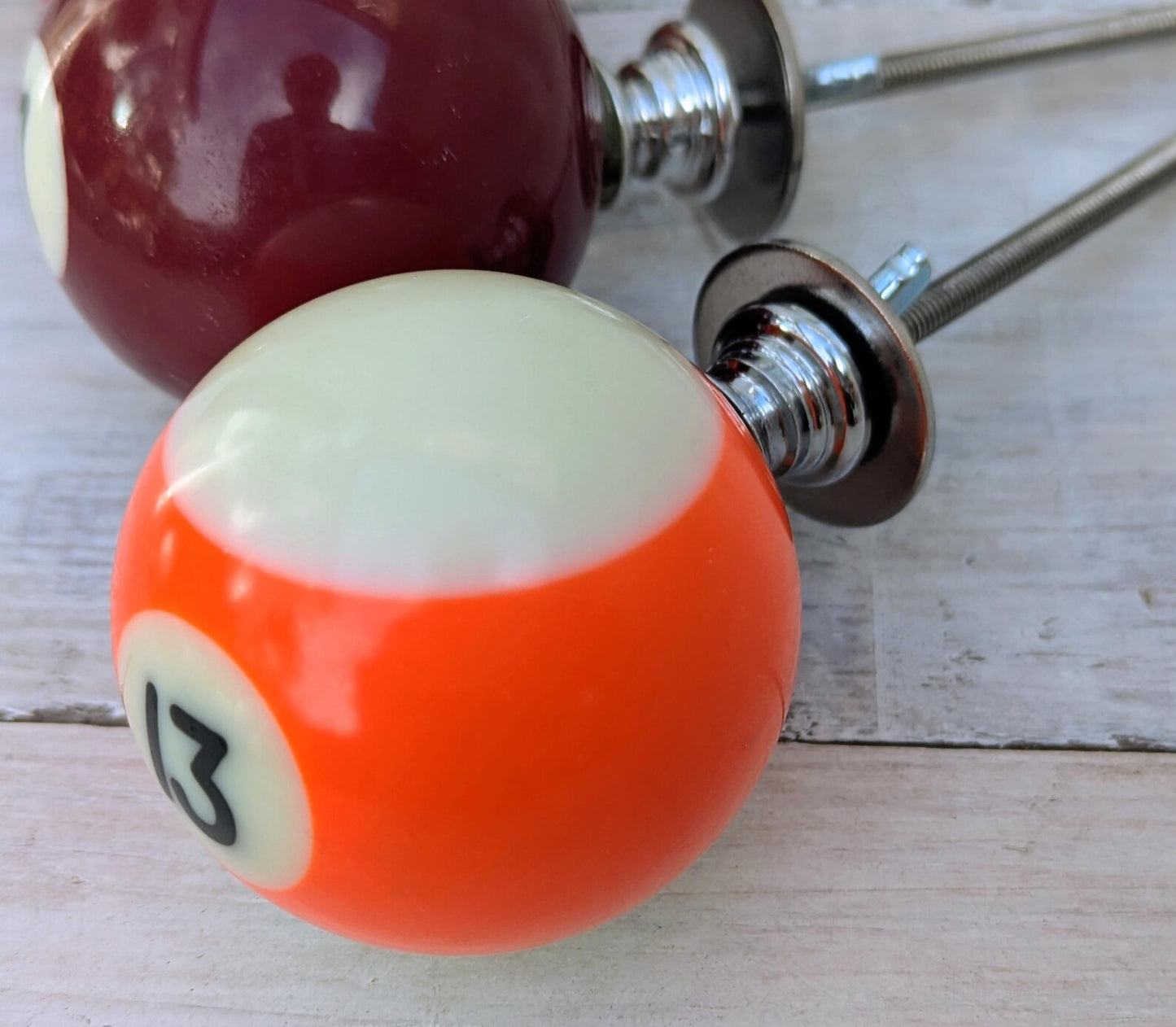 Set of 4 Repurposed Pool Ball Drawer Pulls - Mancave Games Room Decor